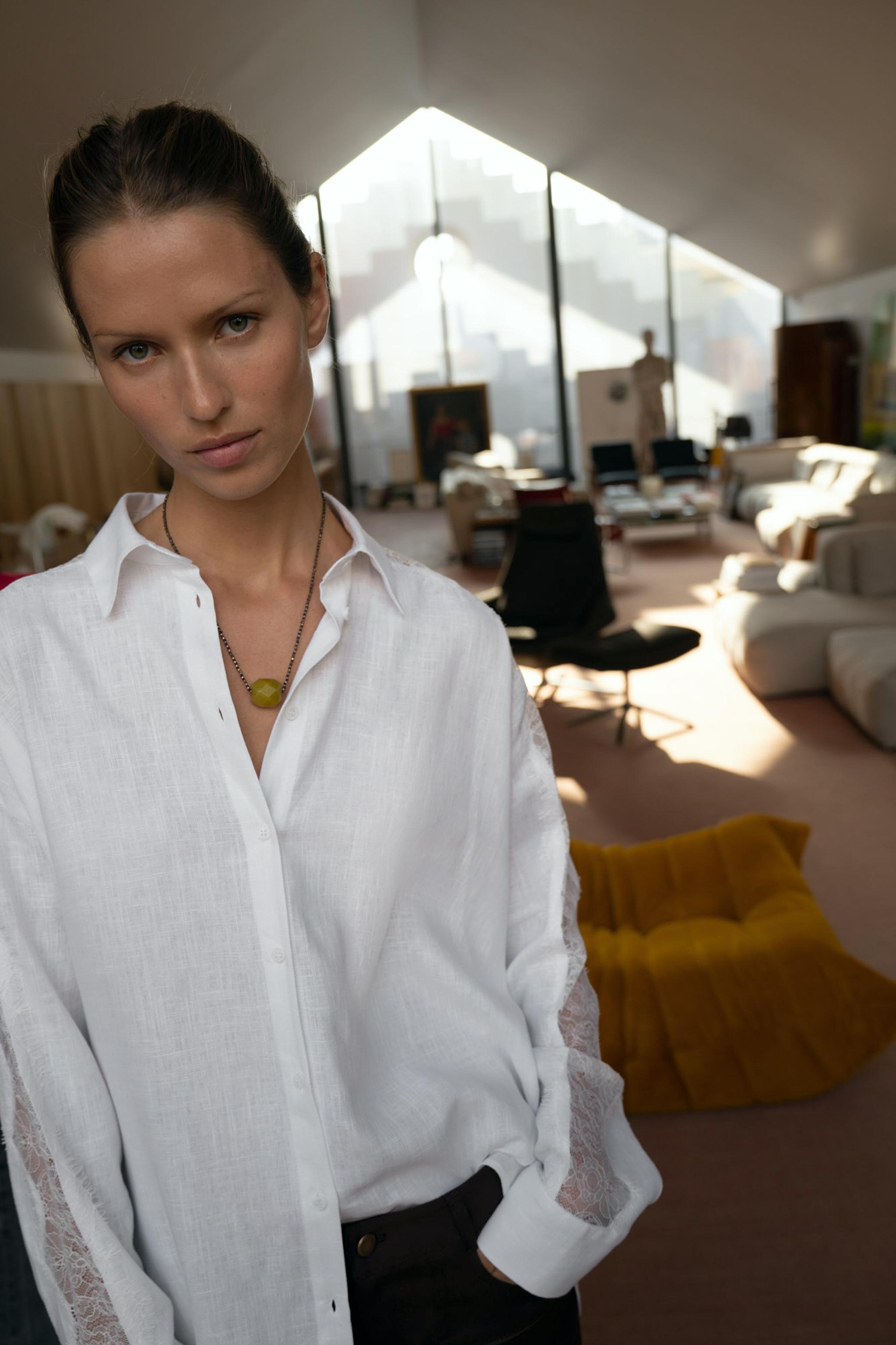 CHEMISE OVERSIZE DENTELLE ET LIN